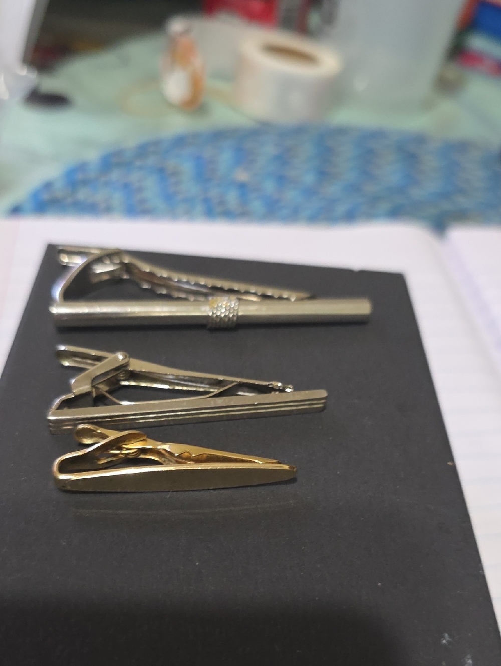 SWANK Gold and Silver Tie Clip Trio Used